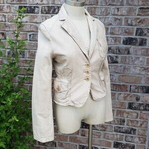 BCBGMAXAZRIA Soft Leather Blazer Cream Size S